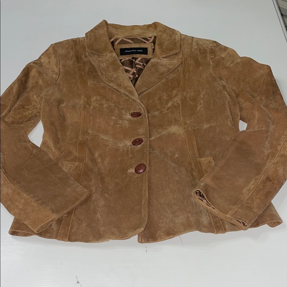 Jones New York 100% leather suede jacket blazer large